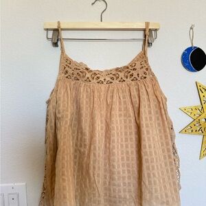 Tan Lace Women's Tank Top